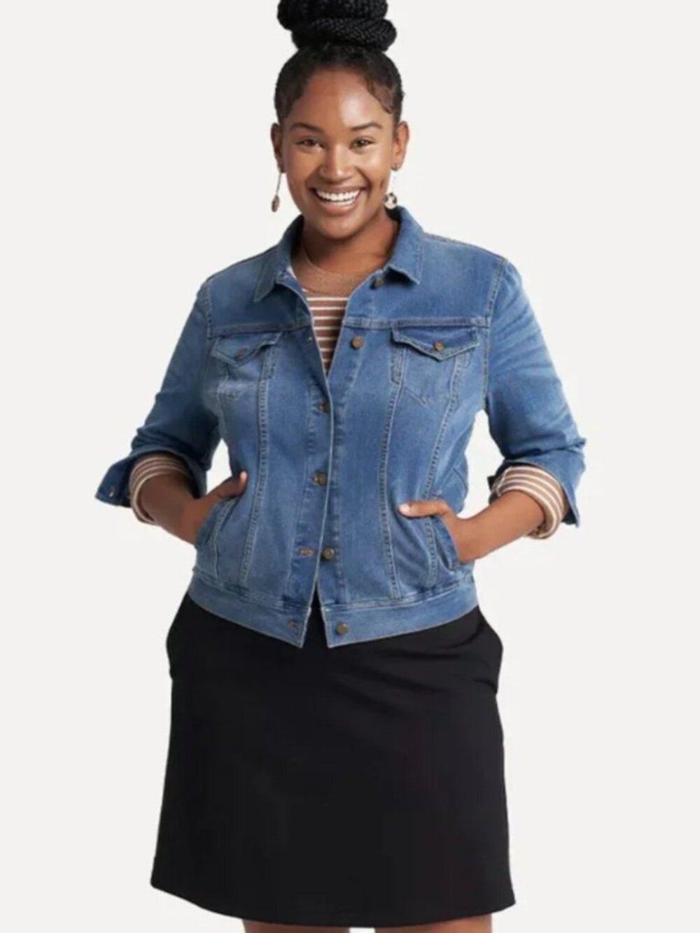 New Betabrand Medium Wash Yoga Denim Jacket XXLarge